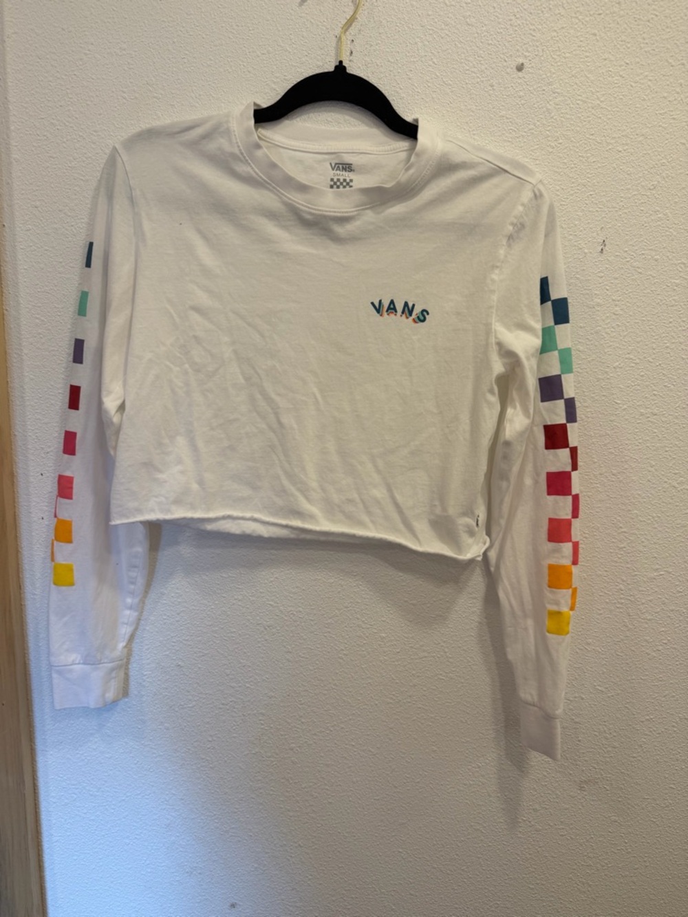Vans White Long Sleeve Tee with Checker Logo